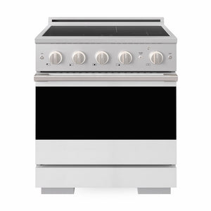 ZLINE 30 in. 4.2 cu. ft. Marino Induction Range with 4 Element Cooktop and Electric Convection Oven in Stainless Steel with White Matte Door (MINR-WM-30)