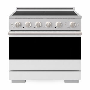ZLINE 36 in. 5.2 cu. ft. Marino Induction Range with 5 Element Cooktop and Electric Convection Oven in Stainless Steel with White Matte Door (MINR-WM-36)