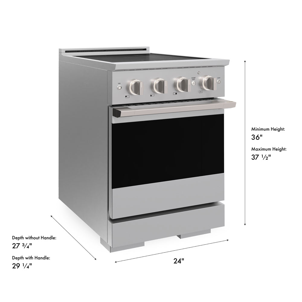 ZLINE 24 in. 3.2 cu. ft. Marino Induction Range with 3 Element Cooktop and Electric Convection Oven in Stainless Steel (MINR24)