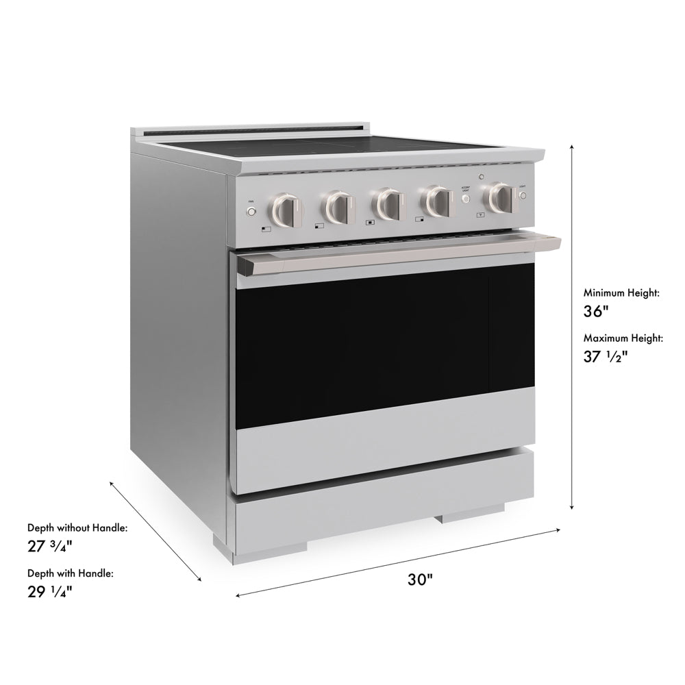 ZLINE 30 in. 4.2 cu. ft. Marino Induction Range with 4 Element Cooktop and Electric Convection Oven in Stainless Steel (MINR30)