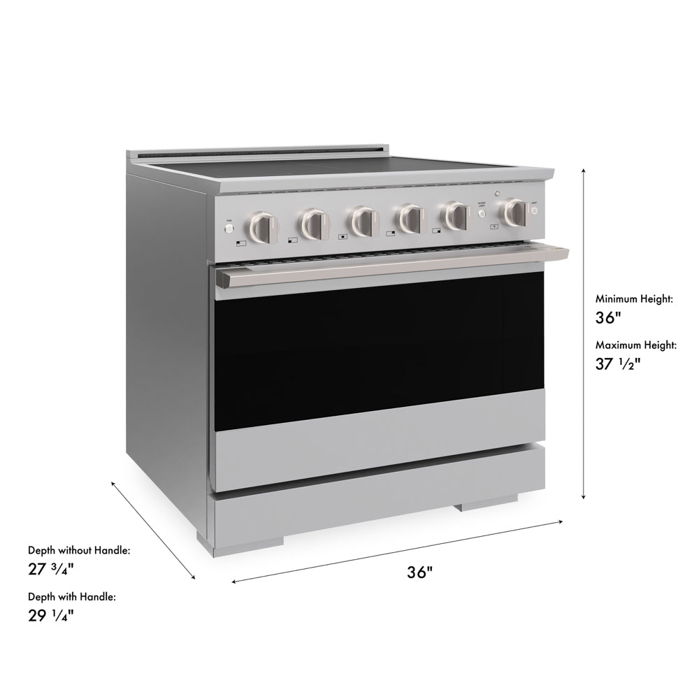 ZLINE 36 in. 5.2 cu. ft. Marino Induction Range with 5 Element Cooktop and Electric Convection Oven in Stainless Steel (MINR36)