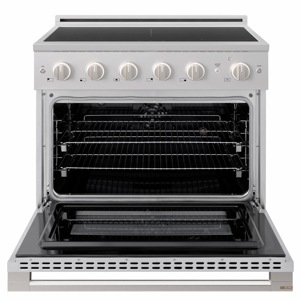 ZLINE 36 in. 5.2 cu. ft. Marino Induction Range with 5 Element Cooktop and Electric Convection Oven in Stainless Steel (MINR36)