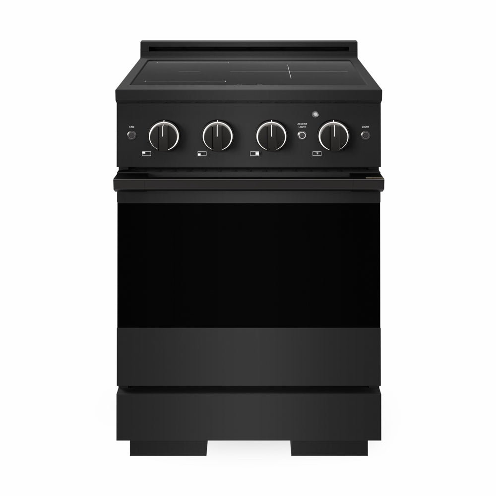 ZLINE 24 in. 3.2 cu. ft. Marino Induction Range with 3 Element Cooktop and Electric Convection Oven in Black Stainless Steel (MINRB-24)