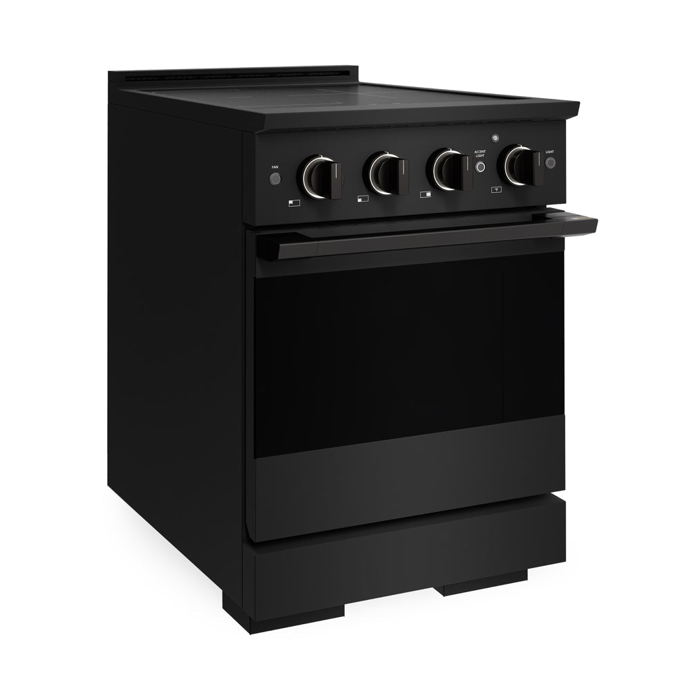 ZLINE 24 in. 3.2 cu. ft. Marino Induction Range with 3 Element Cooktop and Electric Convection Oven in Black Stainless Steel (MINRB-24)