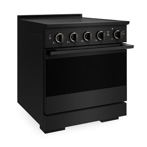 ZLINE 30 in. 4.2 cu. ft. Marino Induction Range with 4 Element Cooktop and Electric Convection Oven in Black Stainless Steel (MINRB-30)