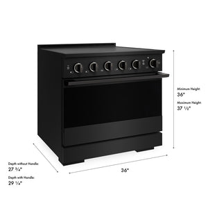 ZLINE 36 in. 5.2 cu. ft. Marino Induction Range with 5 Element Cooktop and Electric Convection Oven in Black Stainless Steel (MINRB-36)