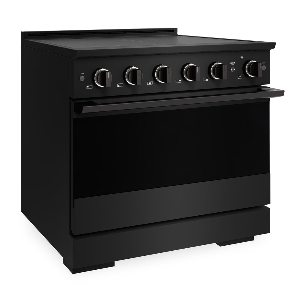 ZLINE 36 in. 5.2 cu. ft. Marino Induction Range with 5 Element Cooktop and Electric Convection Oven in Black Stainless Steel (MINRB-36)