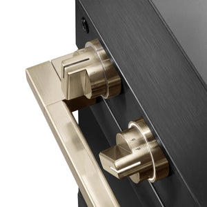 ZLINE Autograph Edition 30 in. 4.2 cu. ft. Marino Induction Range with 4 Element Cooktop and Electric Convection Oven in Black Stainless Steel with Champagne Bronze Accents (MINRBZ-30-CB)