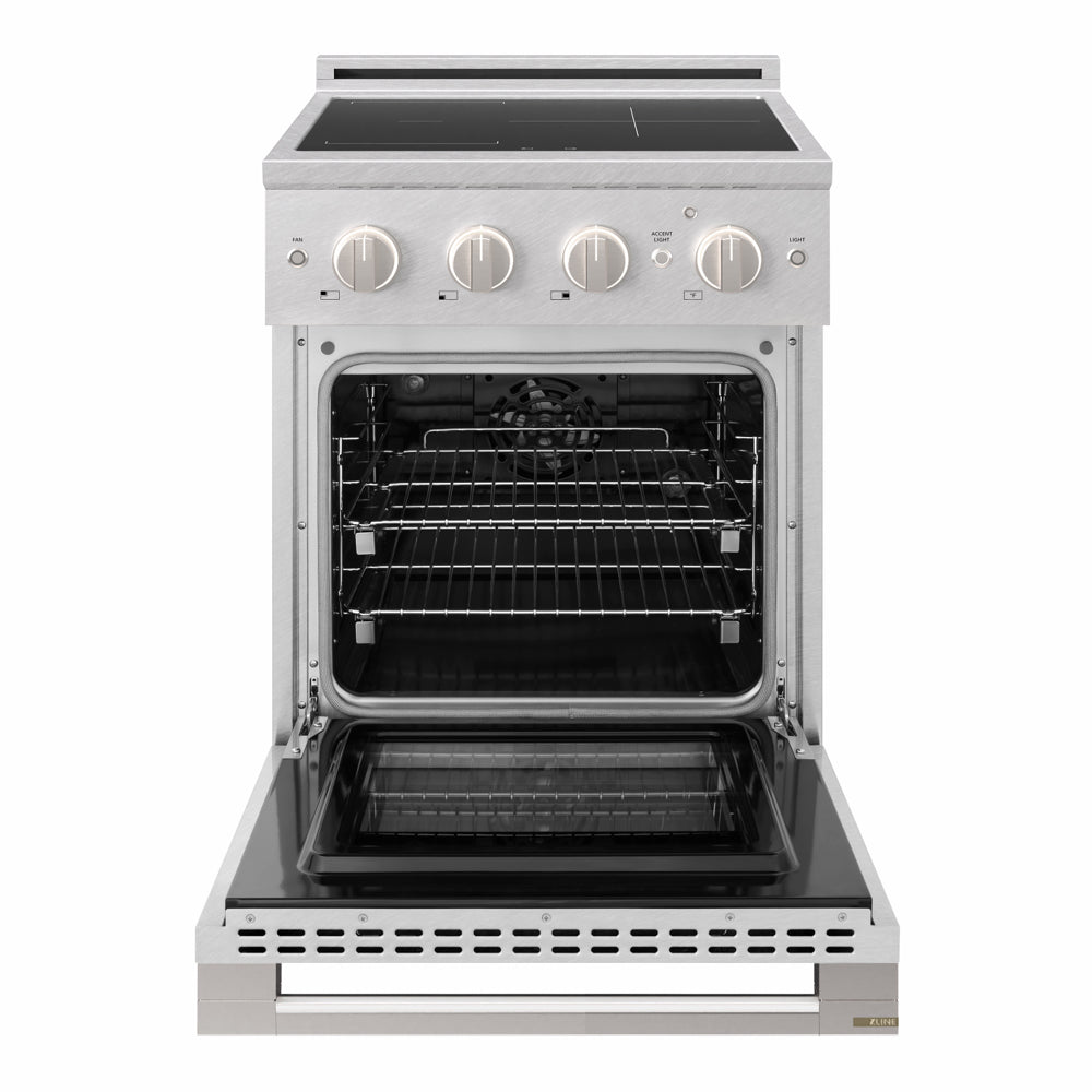 ZLINE 24 in. 3.2 cu. ft. Marino Induction Range with 3 Element Cooktop and Electric Convection Oven in Satin Stainless Steel (MINRS-24)