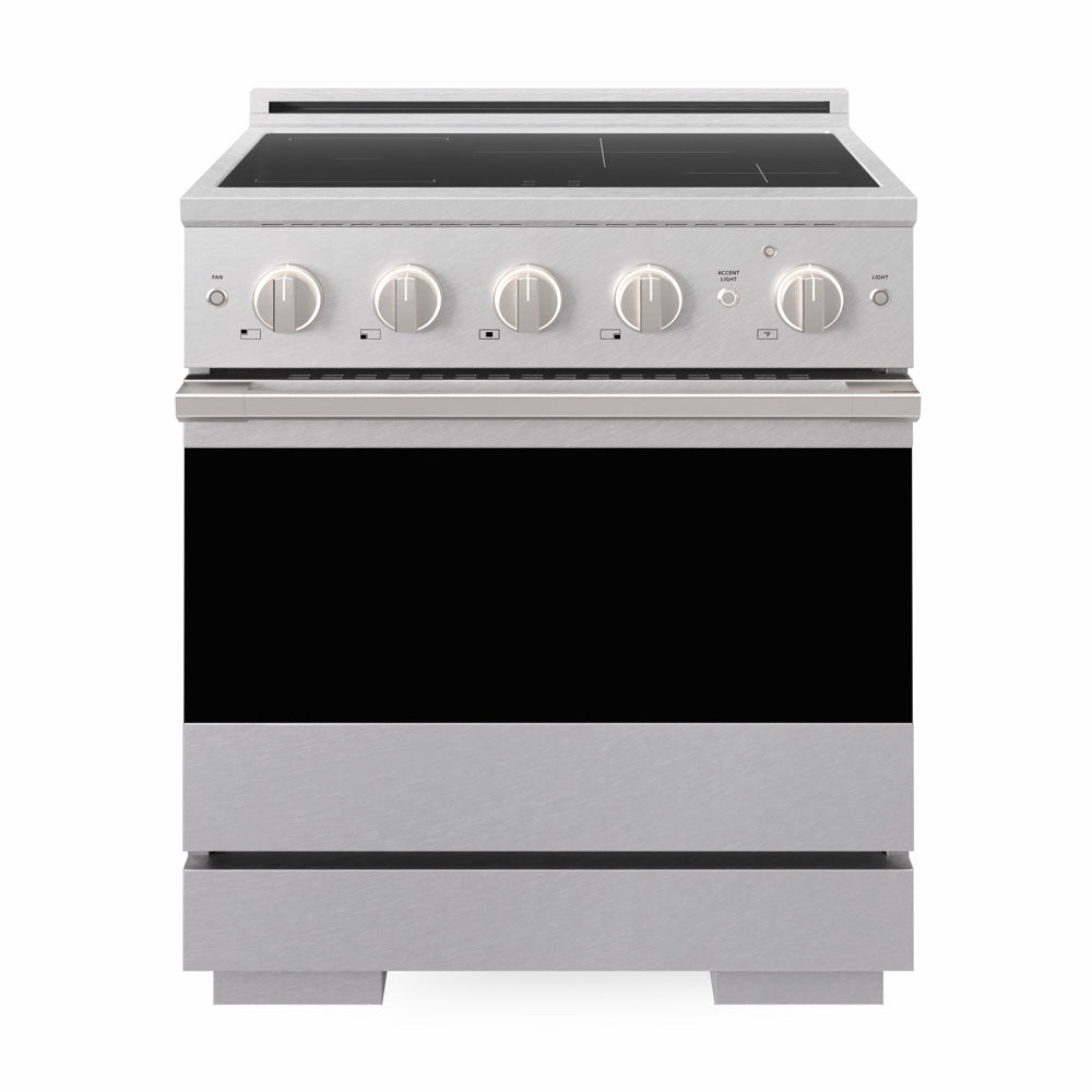 ZLINE 30 in. 4.2 cu. ft. Marino Induction Range with 4 Element Cooktop and Electric Convection Oven in Satin Stainless Steel (MINRS-30)