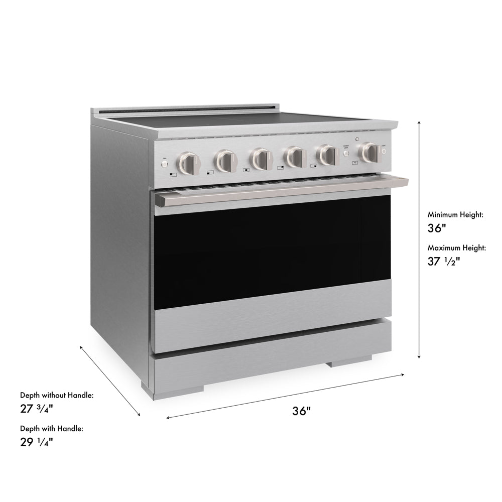 ZLINE 36 in. 5.2 cu. ft. Marino Induction Range with 5 Element Cooktop and Electric Convection Oven in Satin Stainless Steel (MINRS-36)