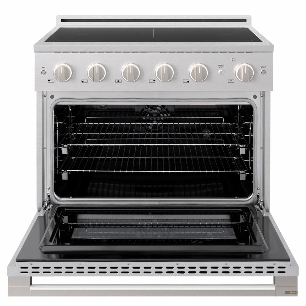 ZLINE 36 in. 5.2 cu. ft. Marino Induction Range with 5 Element Cooktop and Electric Convection Oven in Satin Stainless Steel (MINRS-36)