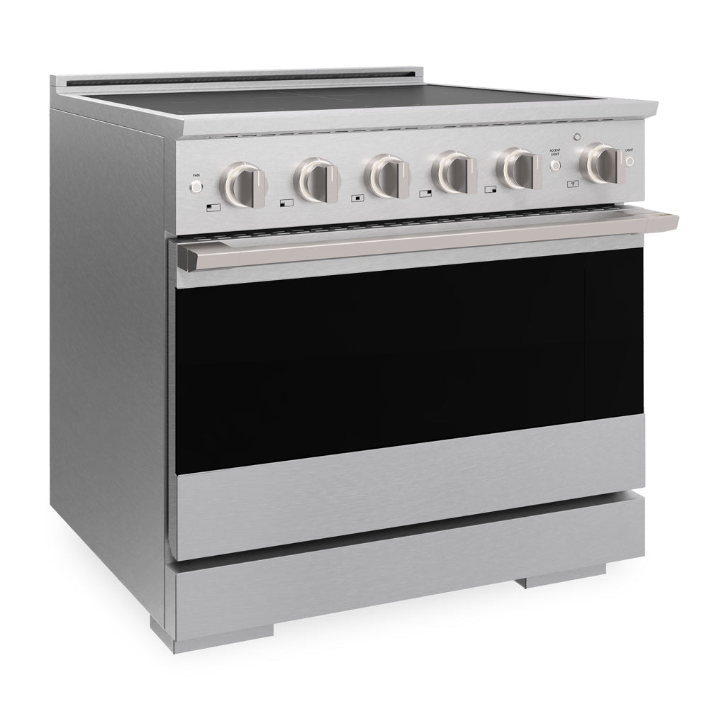 ZLINE 36 in. 5.2 cu. ft. Marino Induction Range with 5 Element Cooktop and Electric Convection Oven in Satin Stainless Steel (MINRS-36)