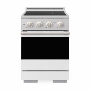 ZLINE 24 in. 3.2 cu. ft. Marino Induction Range with 3 Element Cooktop and Electric Convection Oven in Satin Stainless Steel with White Matte Door (MINRS-WM-24)