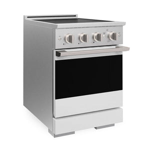 ZLINE 24 in. 3.2 cu. ft. Marino Induction Range with 3 Element Cooktop and Electric Convection Oven in Satin Stainless Steel with White Matte Door (MINRS-WM-24)