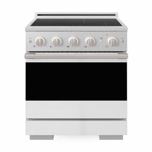ZLINE 30 in. 4.2 cu. ft. Marino Induction Range with 4 Element Cooktop and Electric Convection Oven in Satin Stainless Steel with White Matte Door (MINRS-WM-30)