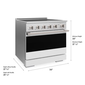 ZLINE 36 in. 5.2 cu. ft. Marino Induction Range with 5 Element Cooktop and Electric Convection Oven in Satin Stainless Steel with White Matte Door (MINRS-WM-36)