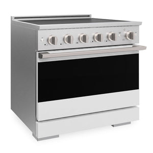 ZLINE 36 in. 5.2 cu. ft. Marino Induction Range with 5 Element Cooktop and Electric Convection Oven in Satin Stainless Steel with White Matte Door (MINRS-WM-36)