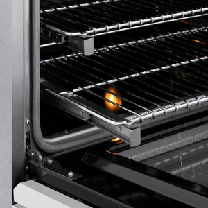 ZLINE Autograph Edition 24 in. 3.2 cu. ft. Marino Induction Range with 3 Element Cooktop and Electric Convection Oven in Satin Stainless Steel with White Matte Door and Champagne Bronze Accents (MINRSZ-WM-24-CB)