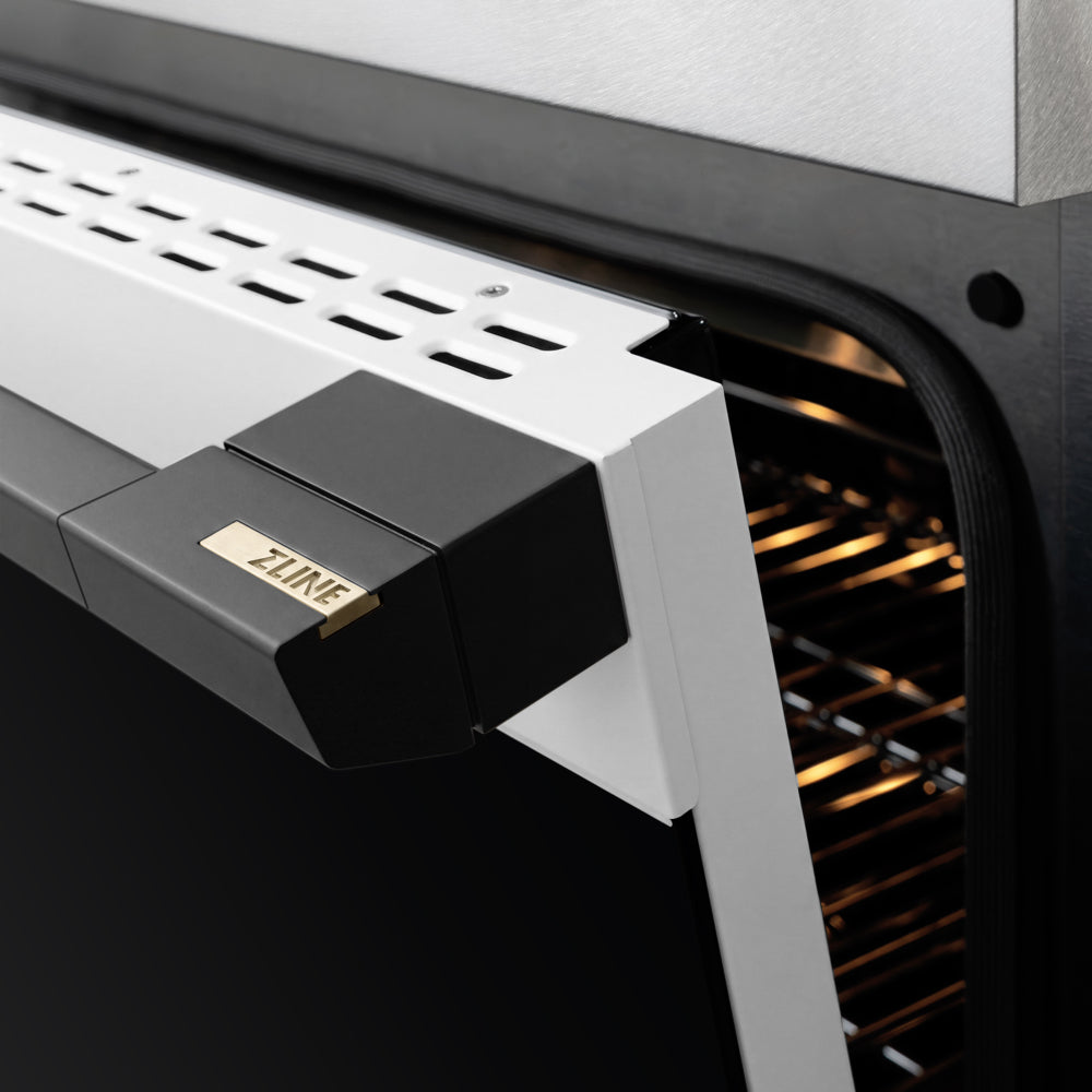 ZLINE Autograph Edition 24 in. 3.2 cu. ft. Marino Induction Range with 3 Element Cooktop and Electric Convection Oven in Satin Stainless Steel with White Matte Door and Matte Black Accents (MINRSZ-WM-24-MB)