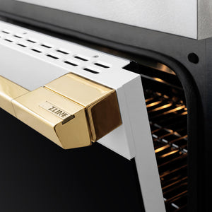 ZLINE Autograph Edition 30 in. 4.2 cu. ft. Marino Induction Range with 4 Element Cooktop and Electric Convection Oven in Satin Stainless Steel with White Matte Door and Polished Gold Accents (MINRSZ-WM-30-G)