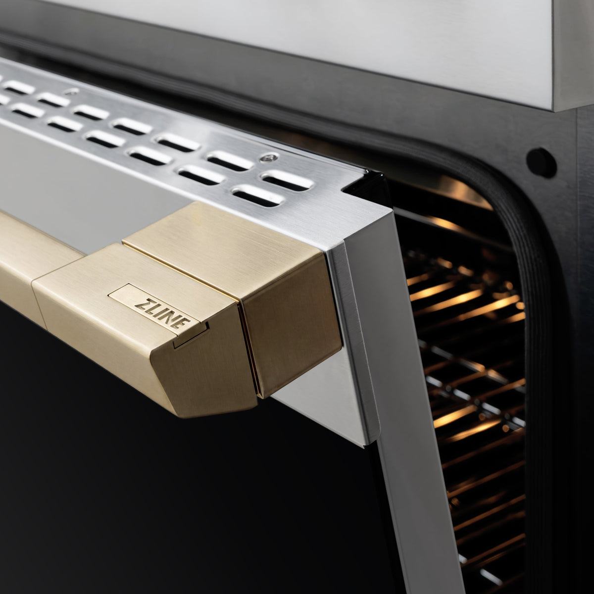 ZLINE Autograph Edition 24 in. 3.2 cu. ft. Marino Induction Range with 3 Element Cooktop and Electric Convection Oven in Stainless Steel with Champagne Bronze Accents (MINRZ-24-CB)