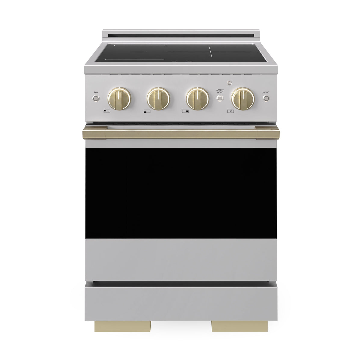 ZLINE Autograph Edition 24 in. 3.2 cu. ft. Marino Induction Range with 3 Element Cooktop and Electric Convection Oven in Stainless Steel with Champagne Bronze Accents (MINRZ-24-CB)