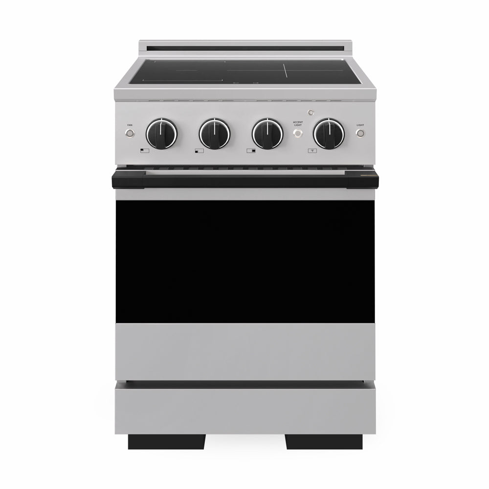 ZLINE Autograph Edition 24 in. 3.2 cu. ft. Marino Induction Range with 3 Element Cooktop and Electric Convection Oven in Stainless Steel with Matte Black Accents (MINRZ-24-MB)