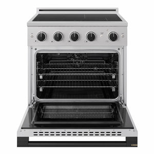 ZLINE Autograph Edition 30 in. 4.2 cu. ft. Marino Induction Range with 4 Element Cooktop and Electric Convection Oven in Stainless Steel with Matte Black Accents (MINRZ-30-MB)