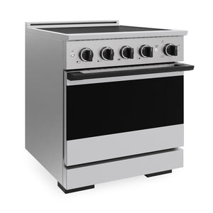 ZLINE Autograph Edition 30 in. 4.2 cu. ft. Marino Induction Range with 4 Element Cooktop and Electric Convection Oven in Stainless Steel with Matte Black Accents (MINRZ-30-MB)