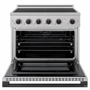 ZLINE Autograph Edition 36 in. 5.2 cu. ft. Marino Induction Range with 5 Element Cooktop and Electric Convection Oven in Stainless Steel with Matte Black Accents (MINRZ-36-MB)