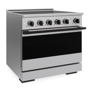 ZLINE Autograph Edition 36 in. 5.2 cu. ft. Marino Induction Range with 5 Element Cooktop and Electric Convection Oven in Stainless Steel with Matte Black Accents (MINRZ-36-MB)