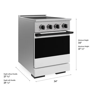 ZLINE Autograph Edition 24 in. 3.2 cu. ft. Marino Induction Range with 3 Element Cooktop and Electric Convection Oven in Stainless Steel with White Matte Door and Matte Black Accents (MINRZ-WM-24-MB)