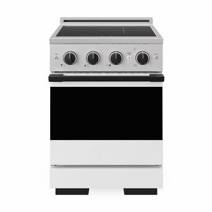 ZLINE Autograph Edition 24 in. 3.2 cu. ft. Marino Induction Range with 3 Element Cooktop and Electric Convection Oven in Stainless Steel with White Matte Door and Matte Black Accents (MINRZ-WM-24-MB)