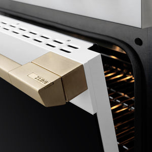 ZLINE Autograph Edition 36 in. 5.2 cu. ft. Marino Induction Range with 5 Element Cooktop and Electric Convection Oven in Stainless Steel with White Matte Door and Champagne Bronze Accents (MINRZ-WM-36-CB)
