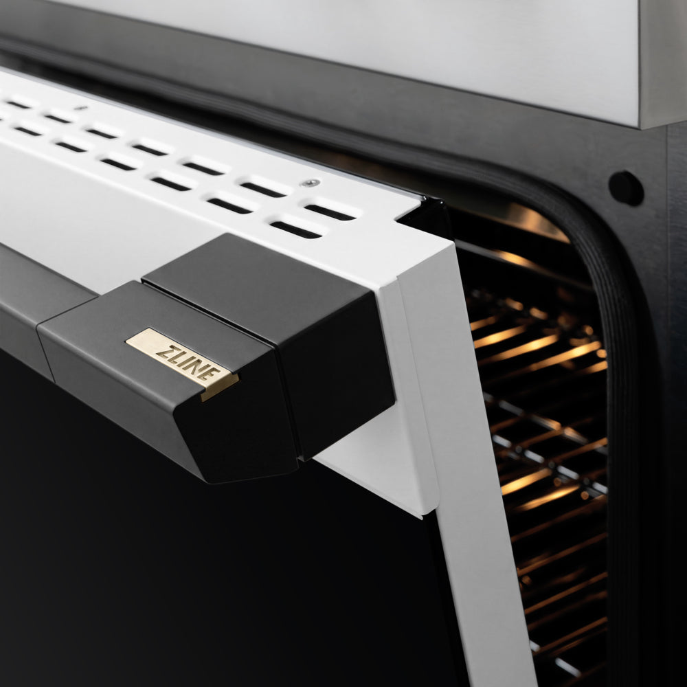 ZLINE Autograph Edition 36 in. 5.2 cu. ft. Marino Induction Range with 5 Element Cooktop and Electric Convection Oven in Stainless Steel with White Matte Door and Matte Black Accents (MINRZ-WM-36-MB)