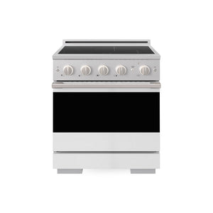 ZLINE 30 in. 4.2 cu. ft. Marino Induction Range with 4 Element Cooktop and Electric Convection Oven in Stainless Steel with White Matte Door (MINR-WM-30)