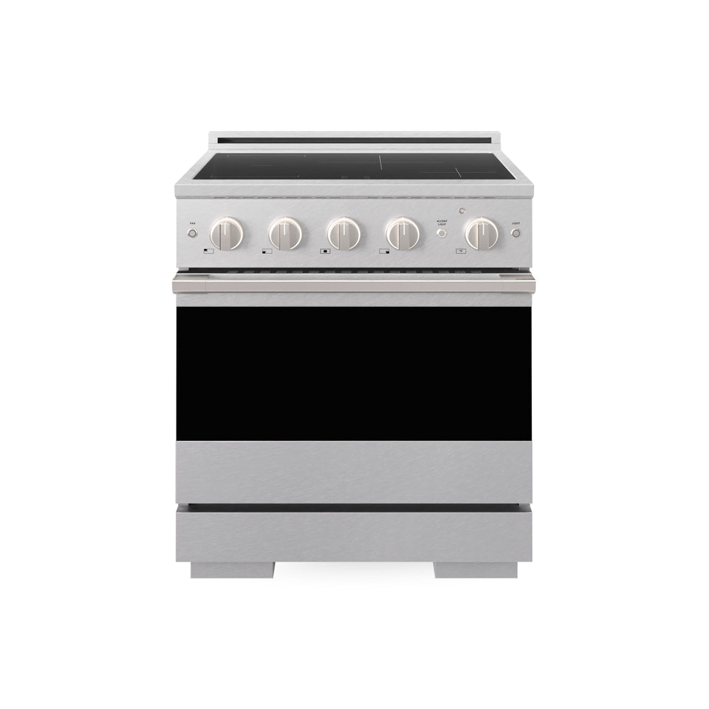 ZLINE 30 in. 4.2 cu. ft. Marino Induction Range with 4 Element Cooktop and Electric Convection Oven in Satin Stainless Steel (MINRS-30)