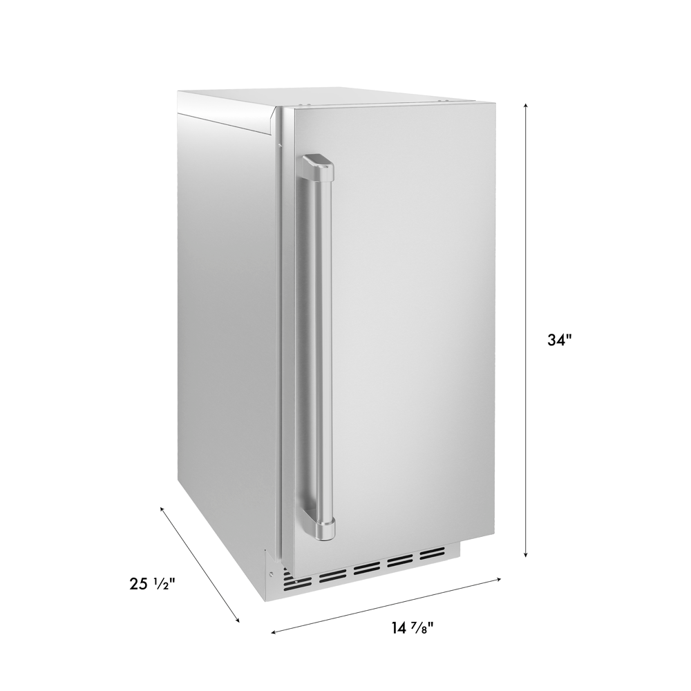 ZLINE 15 in. Touchstone Nugget Ice Maker with Drain Pump and Solid Stainless Steel Door (INGD-ST-15)