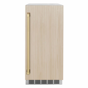 ZLINE Autograph Edition 15 in. Touchstone Nugget Ice Maker with Drain Pump and Panel-Ready Door with Champagne Bronze Handle (INGDPZ-15-CB)
