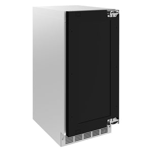 ZLINE Autograph Edition 15 in. Touchstone Nugget Ice Maker with Drain Pump and Panel-Ready Door with Matte Black Handle (INGDPZ-15-MB)
