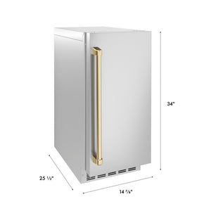 ZLINE Autograph Edition 15 in. Touchstone Nugget Ice Maker with Drain Pump and Solid Stainless Steel Door with Champagne Bronze Handle (INGDZ-ST-15-CB)