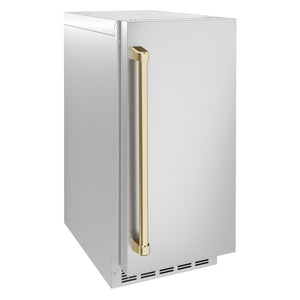 ZLINE Autograph Edition 15 in. Touchstone Nugget Ice Maker with Drain Pump and Solid Stainless Steel Door with Champagne Bronze Handle (INGDZ-ST-15-CB)