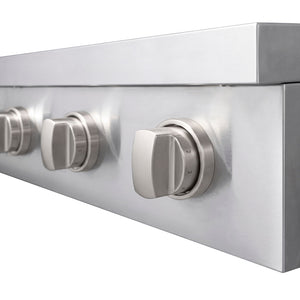 ZLINE 48 in. Paramount Induction Rangetop with 7 Element Cooktop in Stainless Steel (SINRT48) close-up, control knobs.