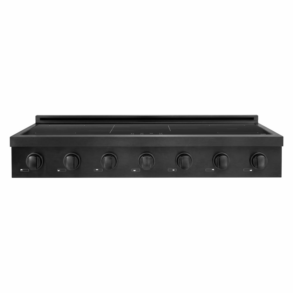 ZLINE 48 in. Paramount Induction Rangetop with 7 Element Cooktop in Black Stainless Steel (SINRTB-48) front.