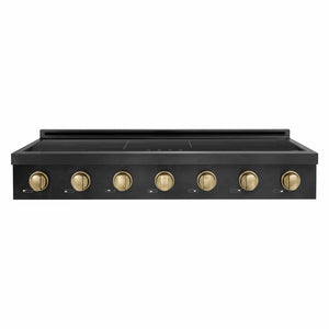 ZLINE Autograph Edition 48 in. Paramount Induction Rangetop with 7 Element Cooktop in Black Stainless Steel and Champagne Bronze Accents (SINRTBZ-48-CB) front.