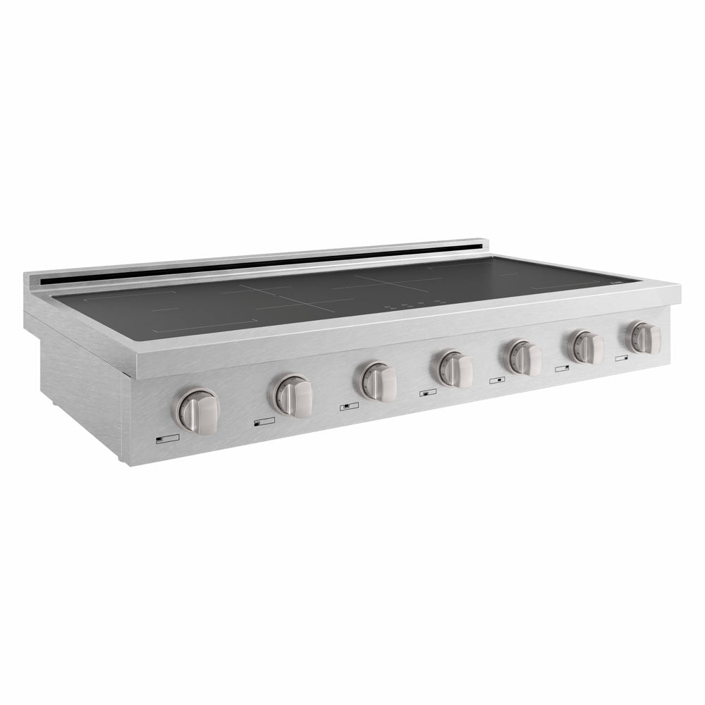 ZLINE 48 in. Paramount Induction Rangetop with 7 Element Cooktop in Satin Stainless Steel (SINRTS-48) side.