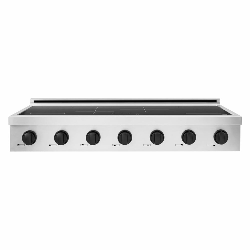 ZLINE Autograph Edition 48 in. Paramount Induction Rangetop with 7 Element Cooktop in Stainless Steel and Matte Black Accents (SINRTZ-48-MB) front.