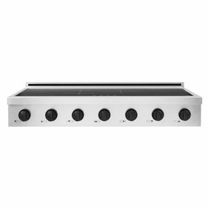 ZLINE Autograph Edition 48 in. Paramount Induction Rangetop with 7 Element Cooktop in Stainless Steel and Matte Black Accents (SINRTZ-48-MB) front.
