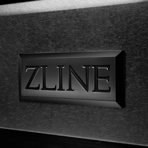 ZLINE 36 in. 5.2 cu. ft. Paramount Dual Fuel Range with 6 Burner DuoPro™ Cooktop and Electric Convection Oven in Black Satin Stainless Steel (PSDRBS-36) ZLINE logo badge on satin finish.